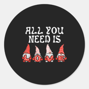 Love Nordic Gnomes Cute Valentines Day Tomte Women Classic Round Sticker