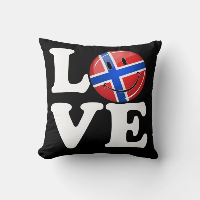 Love Norway Smiling Flag Cushion (Front)