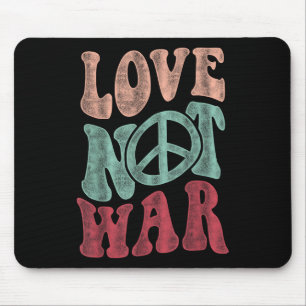 Love Not War Groovy Peace Sign Mouse Pad