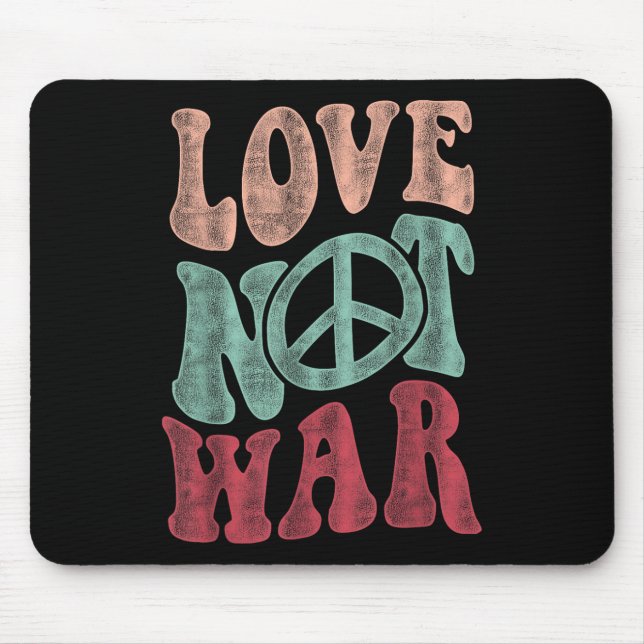 Love Not War Groovy Peace Sign  Mouse Pad (Front)