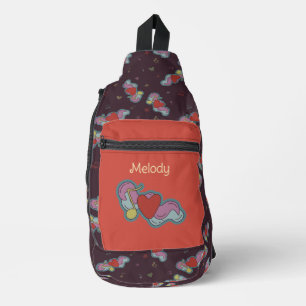Love Note: Doodle Heart Music Lovers Name Red Sling Bag