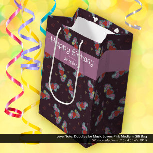 Love Note: Doodles for Music Lovers Pink Medium Gift Bag