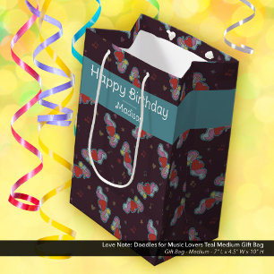 Love Note: Doodles for Music Lovers Teal Medium Gift Bag