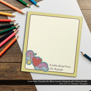 Love Note: Doodles for Music Lovers Yellow Notepad