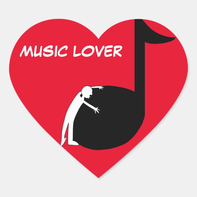 Love Note - Man Hugging Music Note Music Lover   Heart Sticker (Front)