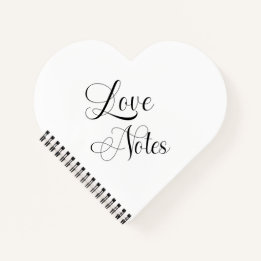 Love Notes Elegant Script With Name Black & White Notebook