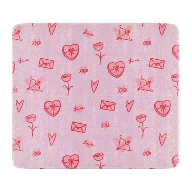 Love Notes & Sweet Treats Glass Cutting Board (Front)