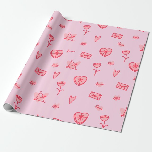 Love Notes & Sweet Treats Valentine's Wrapping Pap Paper (Unrolled)