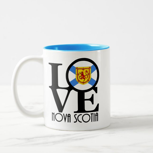 LOVE Nova Scotia Canada Two-Tone Coffee Mug (Left)