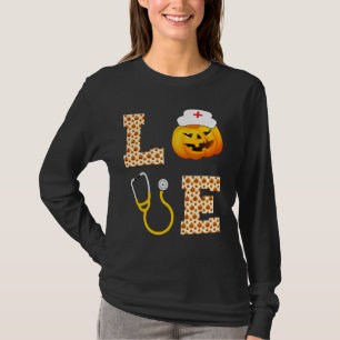 Love Nurse 2021 Pumpkin Halloween Funny Nurse Hall T-Shirt
