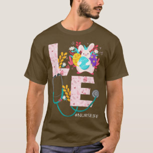 Love Nurse Easter Bunny Eggs Stethoscope  T-Shirt