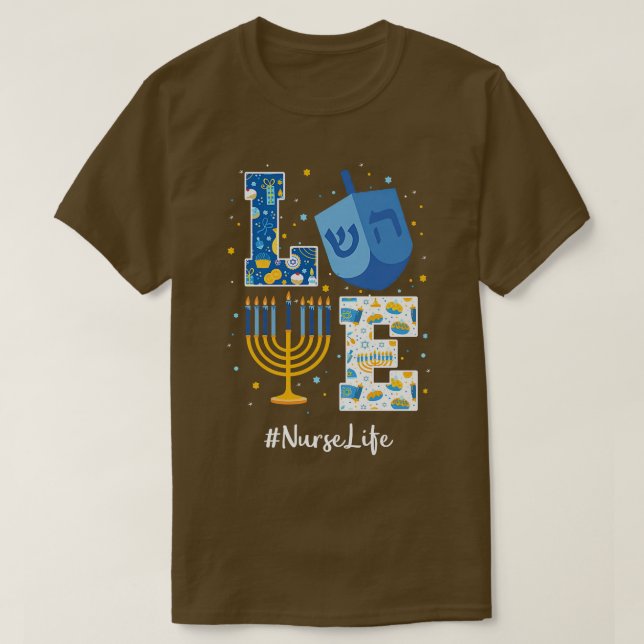 Love Nurse Hanukkah Jewish Nurses Chanukah MATCHIN T-Shirt (Design Front)