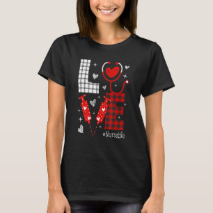 LOVE Nurse Life Buffalo Plaid Valentine Day Nursin T-Shirt