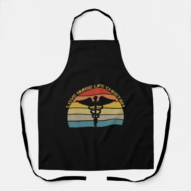 Love Nurse Life Cheetah Apron (Front)