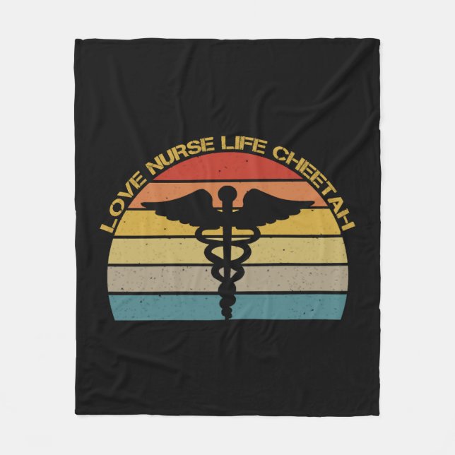 Love Nurse Life Cheetah Fleece Blanket (Front)