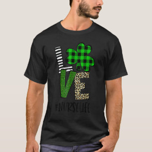 Love Nurse Life Cute St Patrick S Day Buffalo Plai T-Shirt