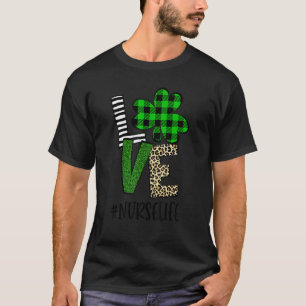 Love Nurse Life Cute St Patrick's Day Buffalo Plai T-Shirt