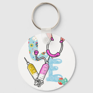 love nurse life easter, retro, vintage key ring