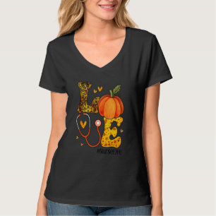 Love Nurse Life Fall Nurse Leopard Plaid Thanksgiv T-Shirt