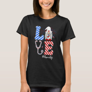 Love Nurse Life Gnome Stethoscope Independence Day T-Shirt
