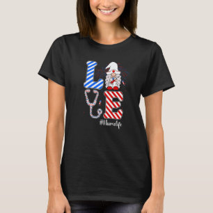 Love Nurse Life Gnome Stethoscope Independence Day T-Shirt
