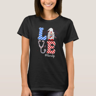 Love Nurse Life Gnome Stethoscope Independence Day T-Shirt