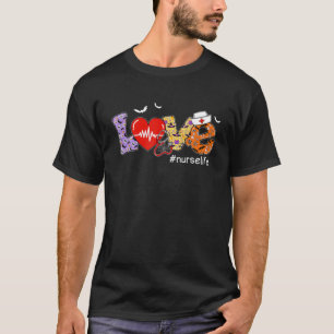 Love Nurse Life Halloween Pumpkin Stethoscope T-Shirt