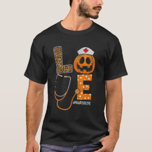 Love Nurse Life Leopard Pumpkin , Halloween Stetho T-Shirt