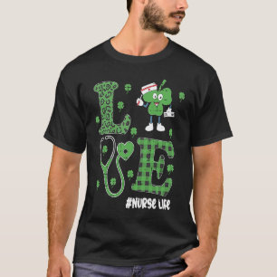Love nurse life leopard Stethoscope Clover st patr T-Shirt