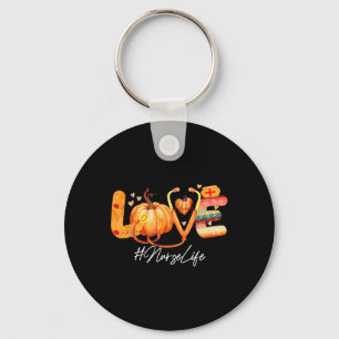 Love Nurse Life Pumpkin Fall Autumn Thanksgiving N Key Ring