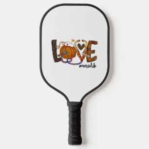 Love Nurse Life Pumpkin Leopard Fall Halloween Pickleball Paddle