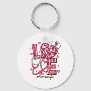 Love Nurse Life Valentines Day Scrub Rn Icu Er Ob Key Ring