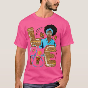 LOVE Nurse Nursing Black Girl Magic Melanin Black T-Shirt