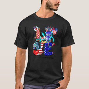Love Nurse Practitioner Stethoscope Fireworks Usa T-Shirt