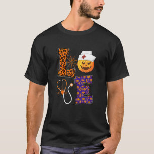 LOVE Nurse Pumpkin Fall Doctor Leopard Halloween N T-Shirt