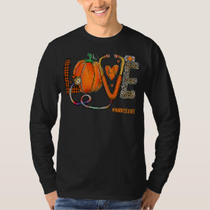 Love Nurse Pumpkin Leopard Fall Halloween Thanksgi T-Shirt