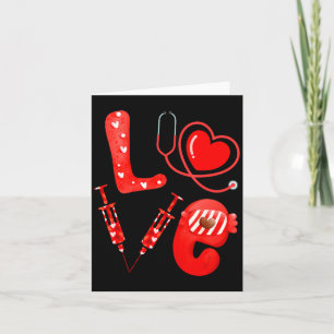 Love Nurse Stethoscope Syringe Happy Valentines D  Card