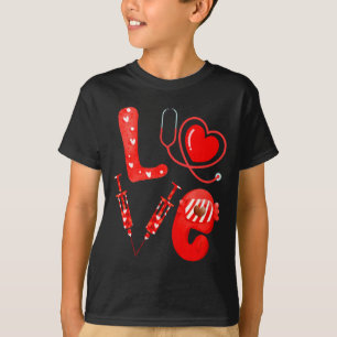 Love Nurse Stethoscope Syringe Happy Valentines D  T-Shirt