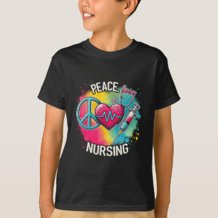Love Nurse Valentines Day Peace Love Nursing Women T-Shirt