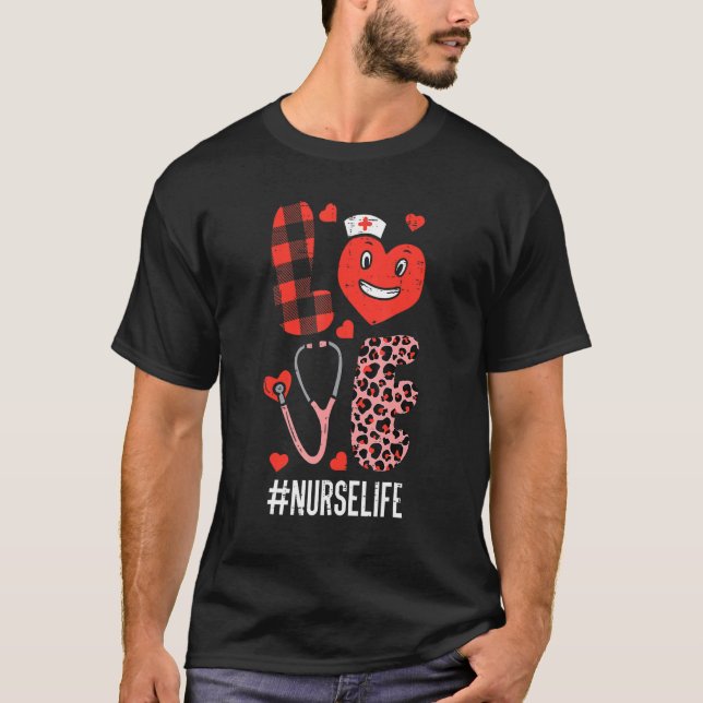 Love Nurse Valentines Day Scrub Valentine RN ICU E T-Shirt (Front)