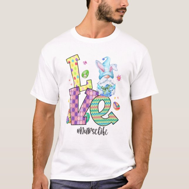 Love Nurselife Easter Gnome Egg Hunting Basket Nur T-Shirt (Front)