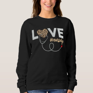 LOVE Nursing Cute Leopard Print Nurse Healthcare Sweatshirt