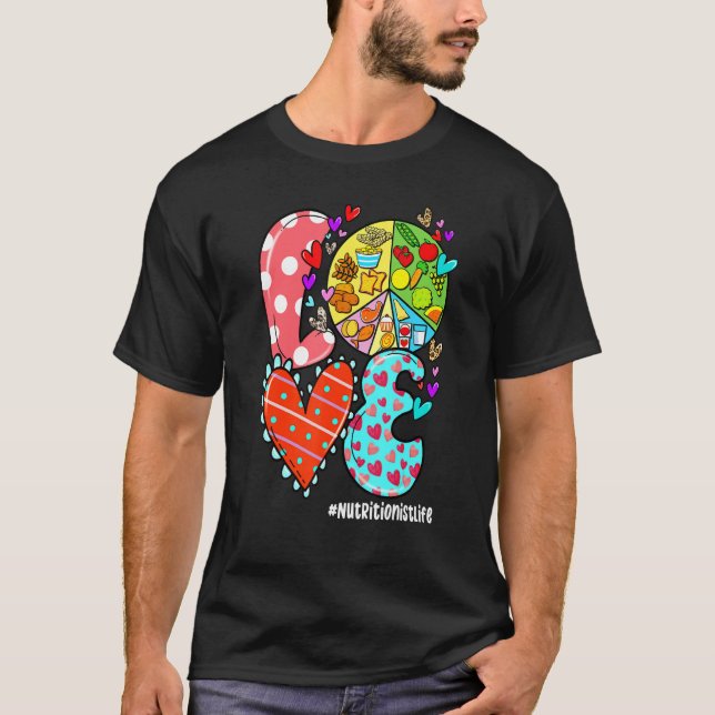 LOVE Nutritionist Life Leopard Heart Valentine's D T-Shirt (Front)