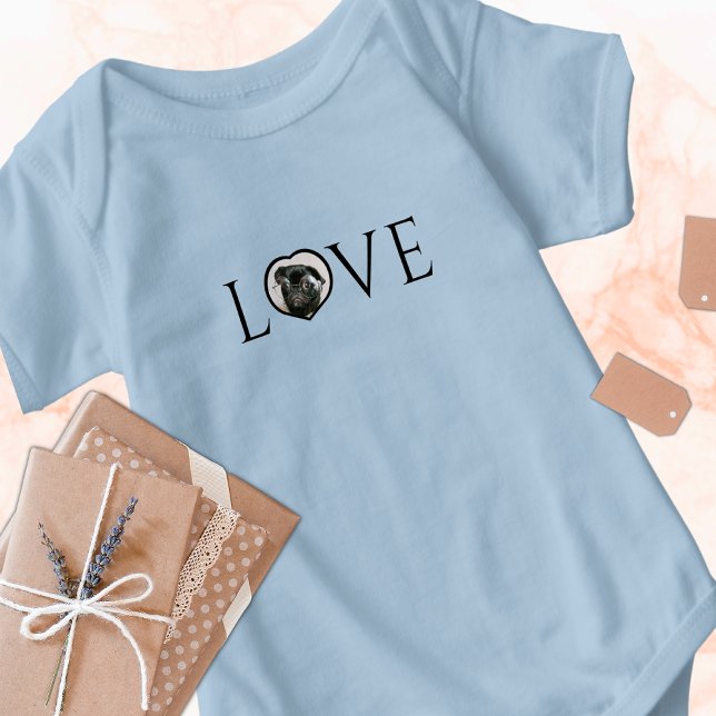 Love, O is custom heart photo White Script  Baby Bodysuit (Creator Uploaded)