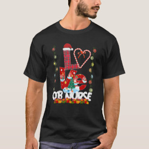 Love OB Nurse Santa Hat Candy Xmas Pajama T-Shirt