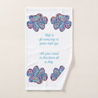 Love Of A Dog Paw Print Hand Towel