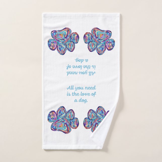 Love Of A Dog Paw Print Hand Towel (Hand Towel)
