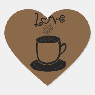 Love of Coffee - Change Colour Heart Sticker