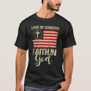 Love Of Country Faith In God Christian Us Flag Vin T-Shirt