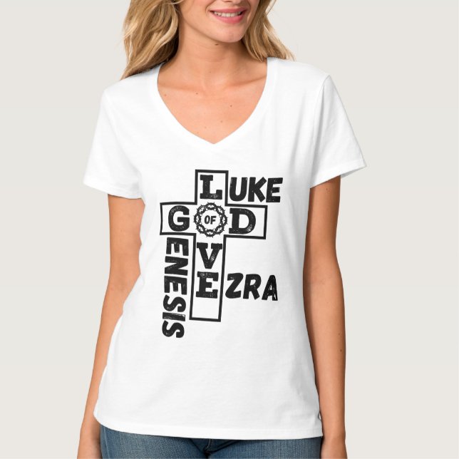 Love Of God Biblical Crossword Women's V-Neck T-Shirt (Front)